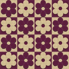 patchwork background with scrapbook flowers