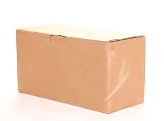 closed cardboard box isolated on white