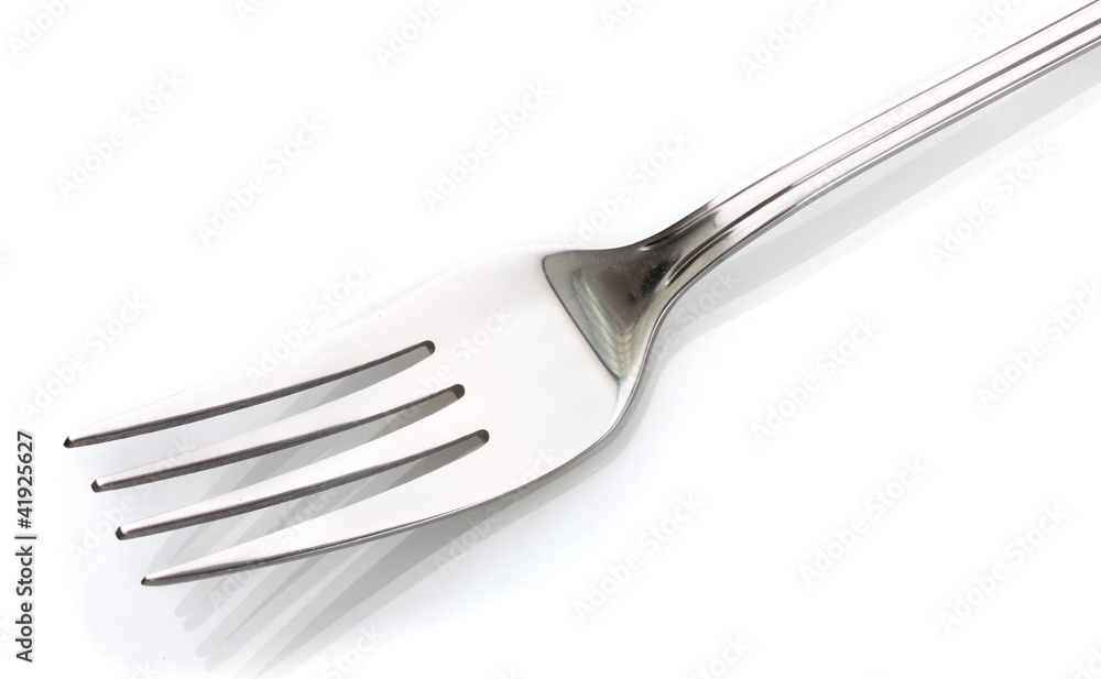 Wall mural Silver fork isolated on white