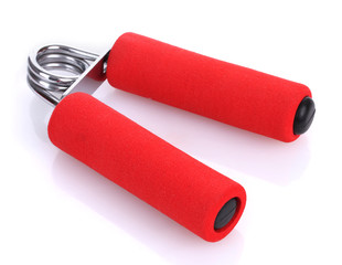 Red hand trainer isolated on white