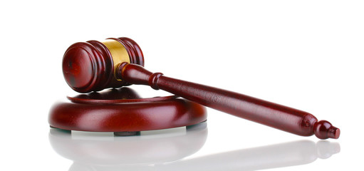 Judge's gavel isolated on white