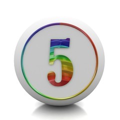 3d rainbow button with number