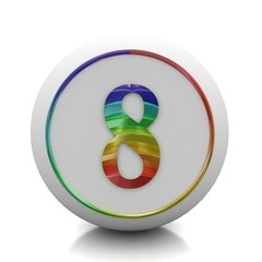 3d rainbow button with number