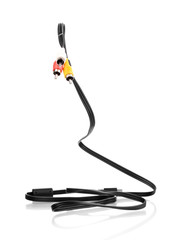 Audio and video cable isolated on white