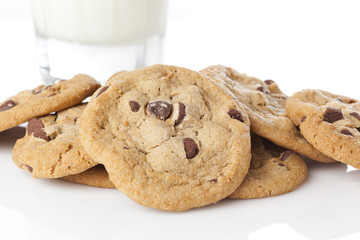Fresh Chocolate Chip Cookies with milk