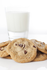 Fresh Chocolate Chip Cookies with milk