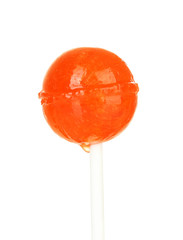 Sweet and tasty lollipop isolated on white close-up
