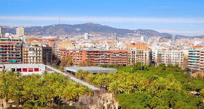 Barcelona Panoramic with Tibidabo mountain