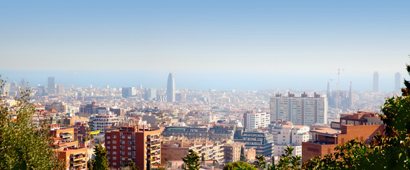 Barcelona skyline with Mediterranean sea view