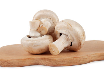 Raw mushrooms on the kitchen chalkboard