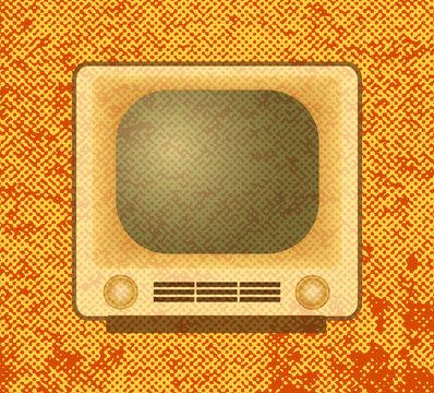 Retro TV on orange background
