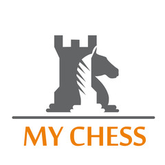 Logo tower and horse of chess   Vector © puckillustrations