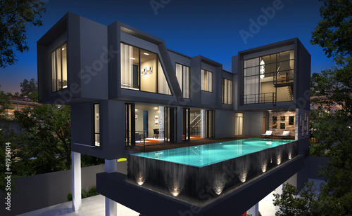 3d render of modern house stock photo and royalty free for Casa moderna render