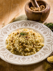 bulgur with nuts and herbs, vegetarian food