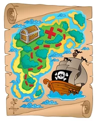 Cercles muraux Pirates Parchemin avec carte au trésor 2