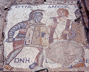 Gladiator Lytras Mosaic, Kourin, Cyprus © Arena Photo UK