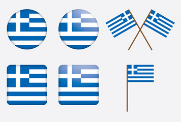 badges with flag of Greece vector illustration