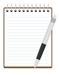 notepad with pen vector illustration