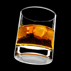 glass of whiskey on the rocks