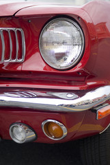 Close up detail of a Ford Mustang car
