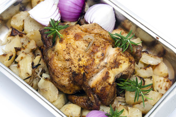 roast chicken with patatoes