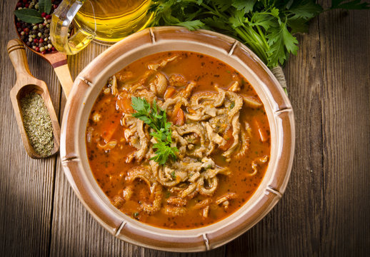Polish traditional  tripe soup