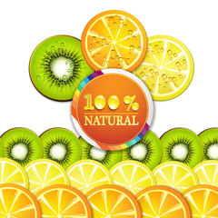 Background with slice of orange, kiwi, and lemon