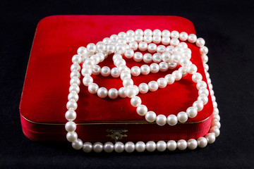 Jewelry box with a pearl necklace