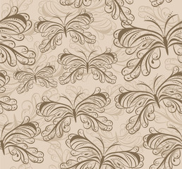 vintage seamless background with butterflies