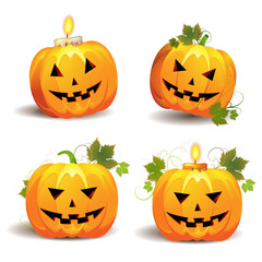Halloween pumpkins with candle © Merlinul