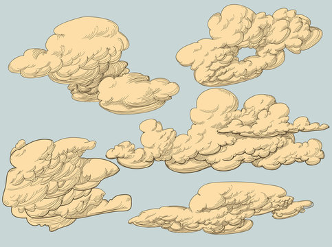 Retro style vector clouds