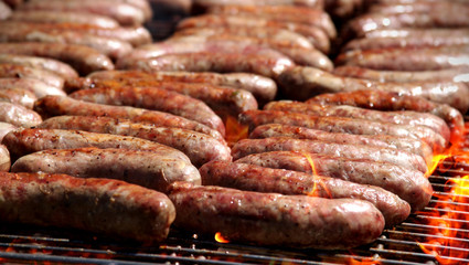 grilling sausages