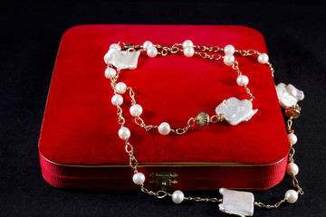 Jewelry box with a pearl necklace