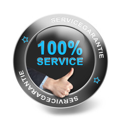 100% Service - metallic button