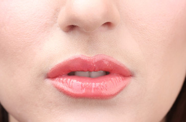 Fototapeta premium beautiful make up of gloss lips