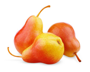 Three red-yellow pear fruits