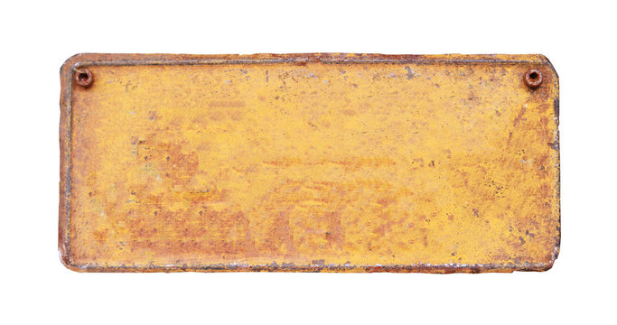 A Rusty Old Metal Plate ,white Background