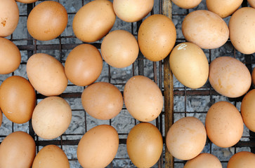 close up of eggs on fire