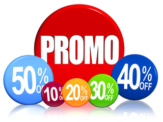 different percentages and text Promo