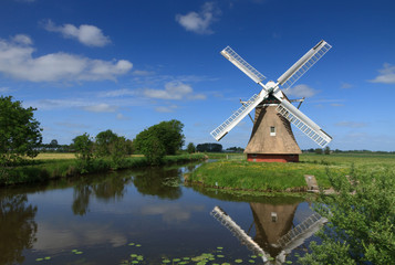 Windmill in Dutch polder