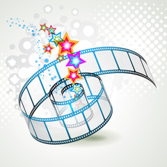 Fototapeta premium Film frames with colored stars