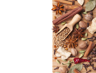 Background with spices and herbs