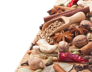 Right side background with spices and herbs