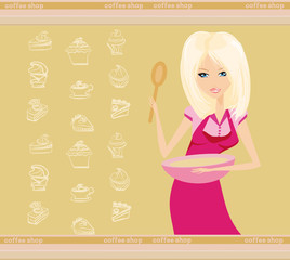 Beautiful lady cooking