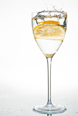 Water with lemon, splash