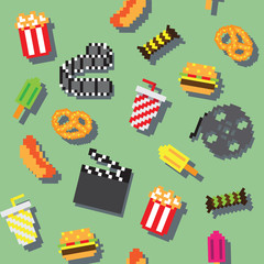 seamless vector pixel game movie pattern
