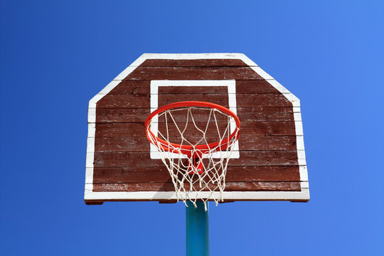 basketball ring on blue background