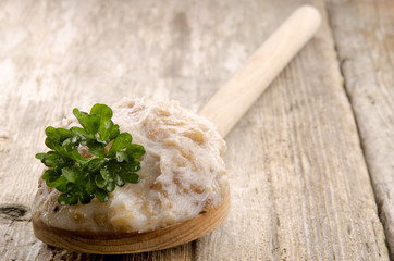 home made lard on a spoon