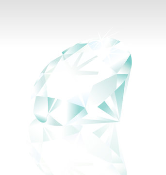 vector diamond stone on white background with reflextion