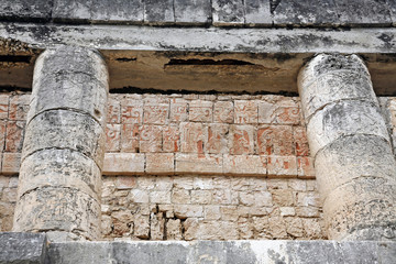 relief details of temple ruins of Chichen Itza Mexico